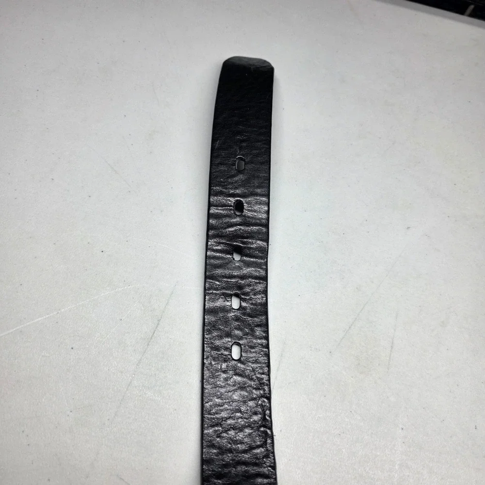 Timberland Mens Black Genuine Leather Belt Silver Logo Buckle Size 36 1393-001